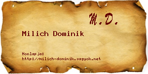 Milich Dominik névjegykártya